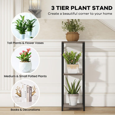 3 Tier Tall Metal Plant Stand, Corner Plant Holder with Anti-tipping Devices (without Drawer)