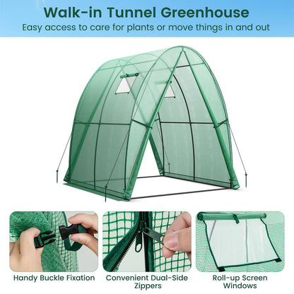 GiantexUK Walk In Greenhouse, Steel Frame Tunnel Growhouse with PE Cover