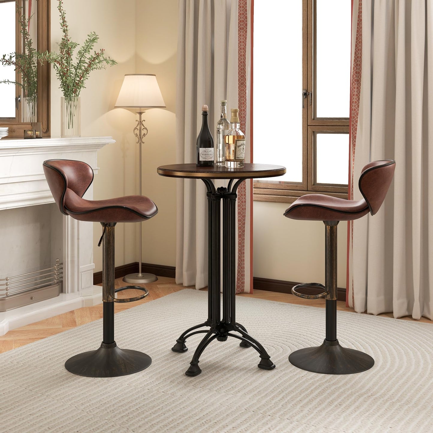 Bar Stools Set of 2, Adjustable Height 360° Rotatable Counter Dining Chair with Swivel Gas Lift