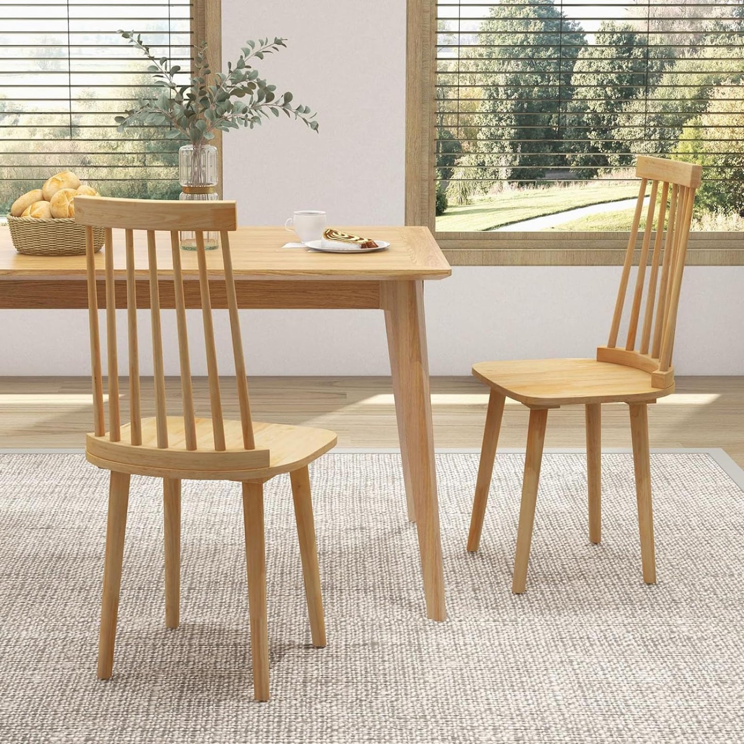 GiantexUK Dining Chairs Set of 2, Kitchen Counter Chairs with High Backrest