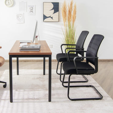 Meeting Office Chairs, Mid-Back Mesh Reception Chair with Adjustable Lumbar Support and Sled Base