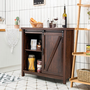 GiantexUK Kitchen Sideboard, Wooden Storage Cabinet with Sliding Door