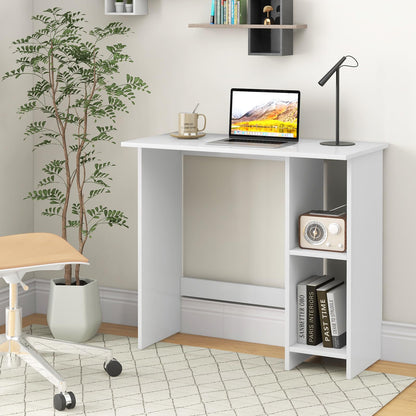 Compact Computer Desk, Small Wooden Study Writing Workstation with 2 Compartments and Anti-Toppling Kit, 80 x 40 x 74cm