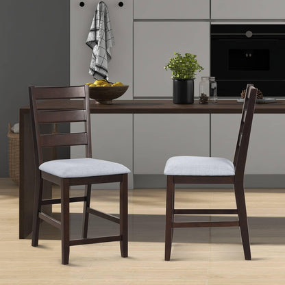 GiantexUK Bar Stools Set of 2/4, Upholstered Linen Fabric Barstools with Slatted Backrest, Footrests & Anti-Slip Foot Pads