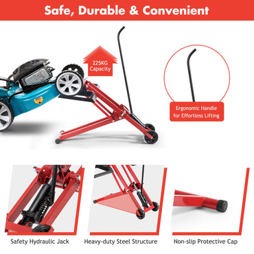 GiantexUK Ride on Mower Jack Lift, Folding Height Adjustable Lifting Device with Wheels