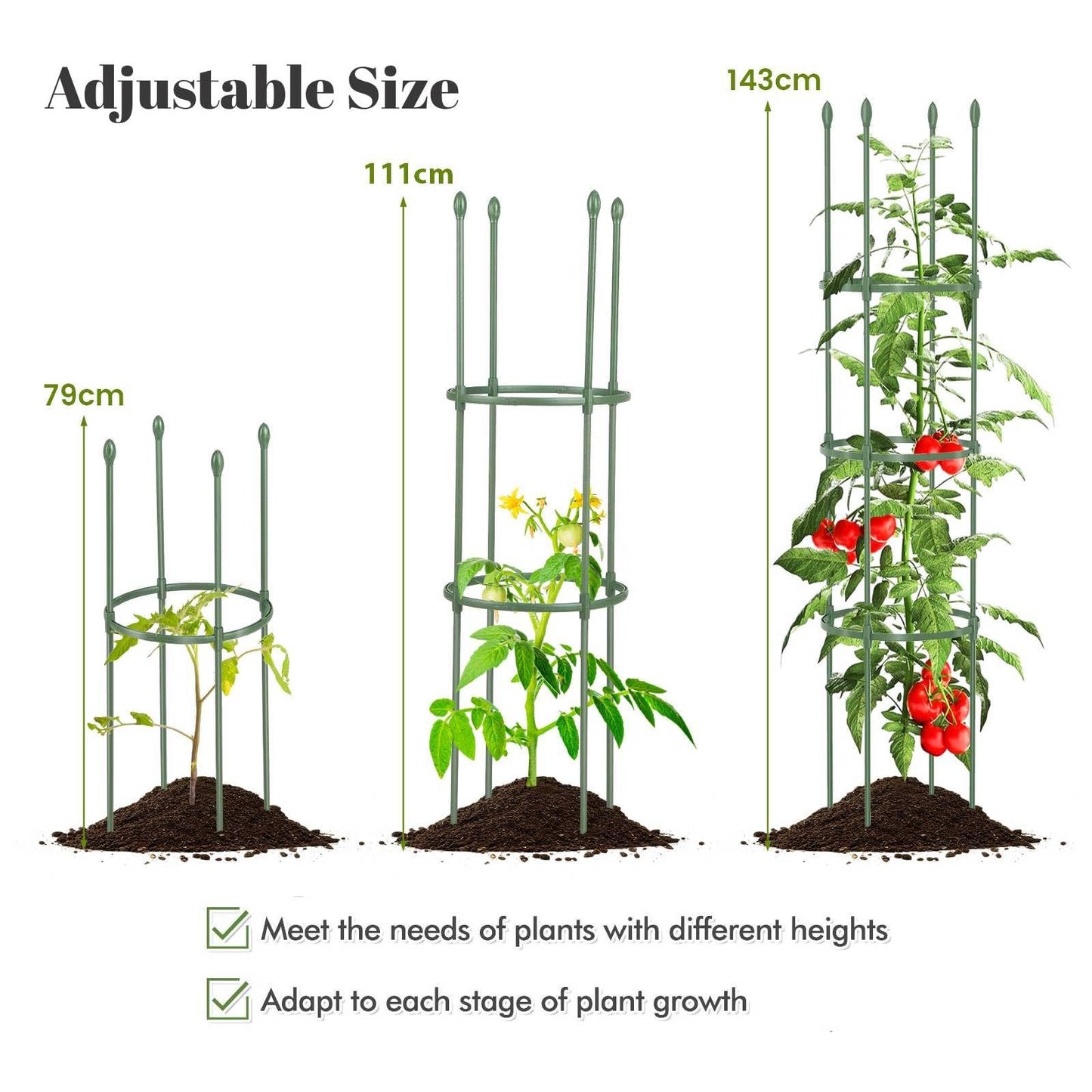 GiantexUK 2/3 Pack Garden Plant Supports, Adjustable Tomato Cage Stake Support Trellis