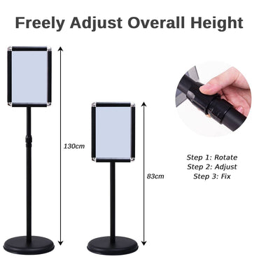 GiantexUK A4 Sign Stand, Adjustable Aluminum Alloy Poster Stand with Stable Round Base and Safety Corner