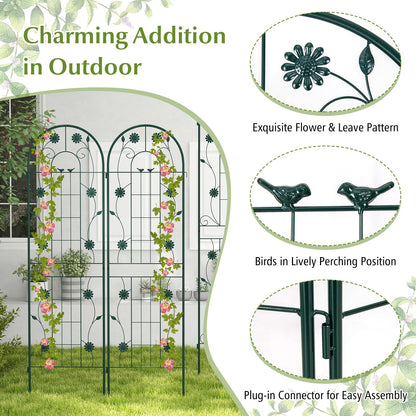 GiantexUK 180/220x50cm Garden Trellis, 2/4 Pack Tall Galvanized Metal Fence Climbing Plants Support Frame