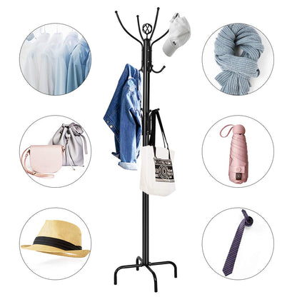 GiantexUK Metal Coat Rack, Free Standing Tree-Shaped Clothes Stand with 12 Hooks