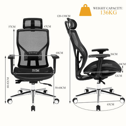 Mesh Office Chair, Ergonomic High Back Swivel Computer Desk Chair with Adjustable Lumbar Support