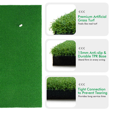 Golf Practice Mat, 5ft x 3ft Artificial Grass Golf Hitting Mats with 3 Rubber Tees