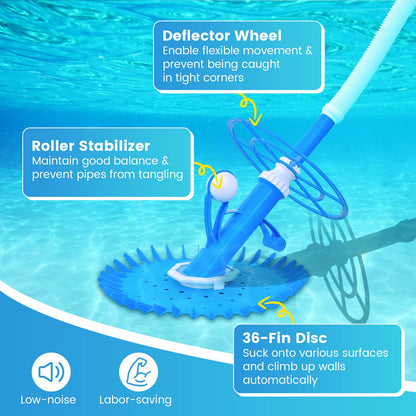 GiantexUK Automatic Pool Cleaner, Powerful Suction Pool Vacuum Cleaner with 10 1M Hoses & Accessories