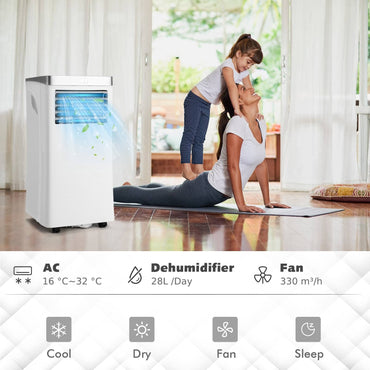 GiantexUK Portable Air Conditioner 9000BTU, 4-In-1 Mobile Air Cooler, Dehumidifier, Cooling Fan with 2 Speeds, Sleep Mode