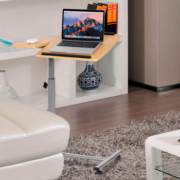 Mobile Laptop Table, Height Adjustable Computer Desk with Rolling Casters & Tilting Desktop