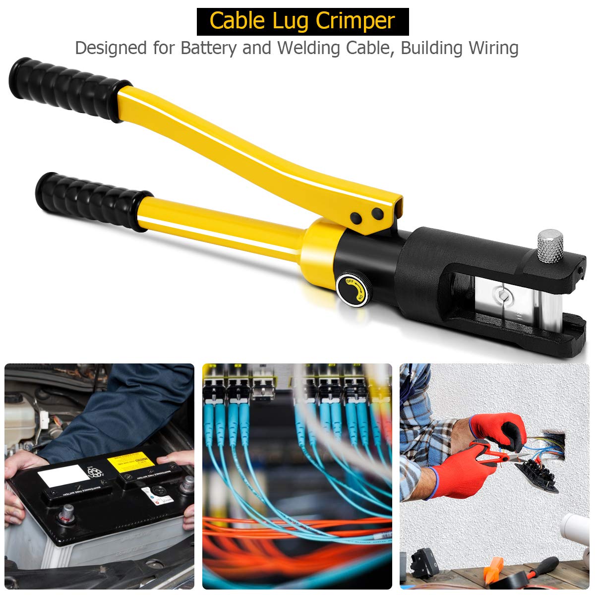 GiantexUK 16 Tons 11 Dies Hydraulic Crimper, Hydraulic Crimping Tool with Carry Case, 16-300 mm² Electric Battery Cable Wire Lug Terminal Crimping Tool Set