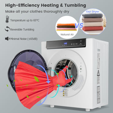 GiantexUK 4KG Vented Tumble Dryer, 1400W Compact Mini Tumble Dryer with 2 Modes, 3 Heat Levels