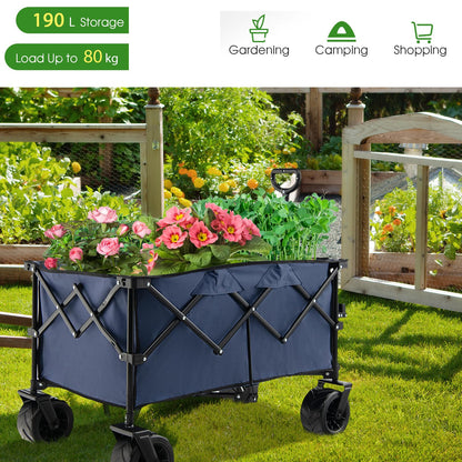 GiantexUK Foldable Wagon Cart, Garden Wagon with Adjustable Handle