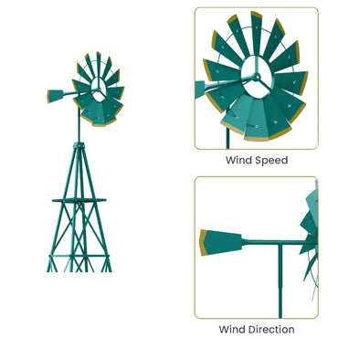 GiantexUK Garden Metal Windmill, 8FT Ornamental Wind Mill