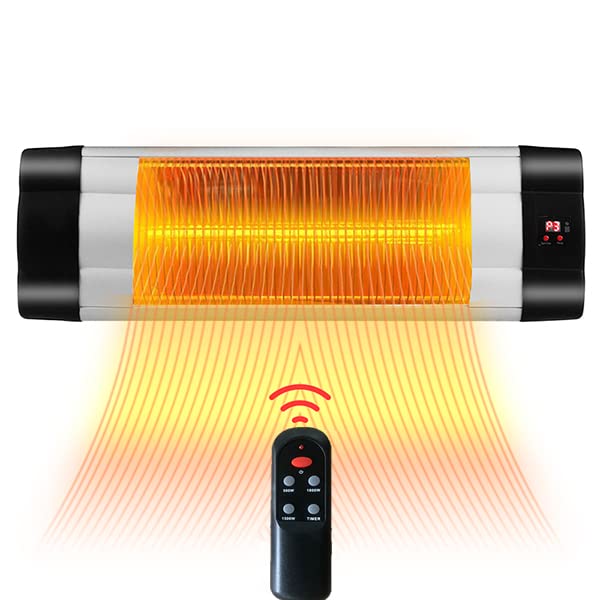 GiantexUK Wall-Mounted Patio Infrared Heater, 3 Modes Electric Warmer with LED Display, Remote Control and 24-Hour Timer