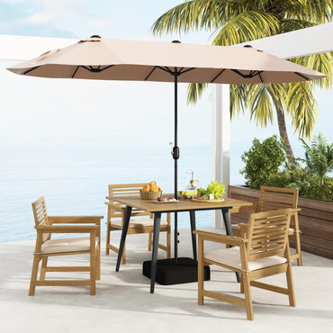 GiantexUK Outdoor Dining Table for 4, 107 x 107cm Acacia Wood Garden Table with Metal Legs