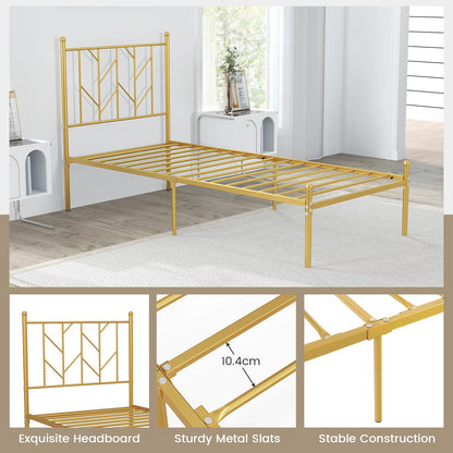 3FT/4FT6 Platform Bed Frame, Single/Double Slatted Mattress Foundation with Under Bed Storage