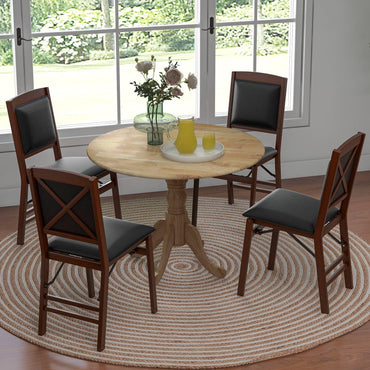 GiantexUK Round Dining Table, 100CM Rubber Wood Kitchen Table with Large Tabletop