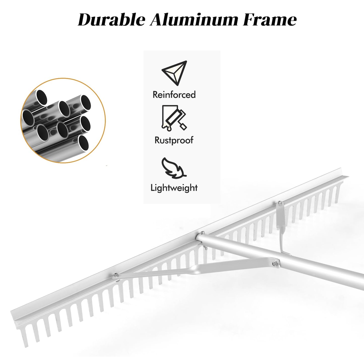 GiantexUK 36'' Aluminum Landscape Rake, 36 Tines Garden Rake with 68" Handle & Double-Sided Head