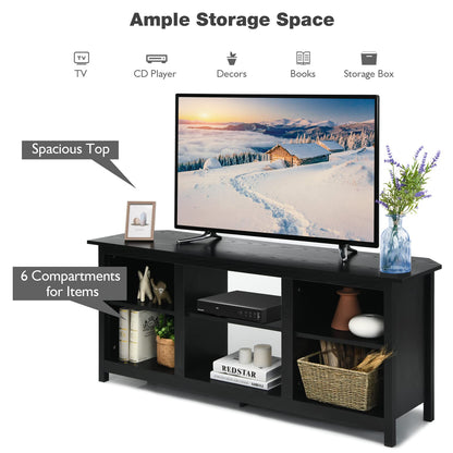 TV Stand for TVs up to 65 Inches, Wooden TV Cabinet Media Entertainment Center with 6 Open Storage Shelves