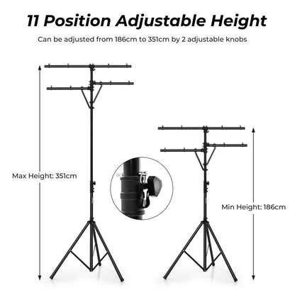 GiantexUK T-Bar Lighting Stand, 8 Lights Portable Photography Lights Tripod Stand with 11 level Adjustable Heights & 8 Hanging Points