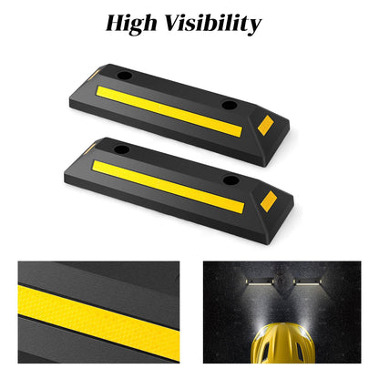 GiantexUK 2 Pack Rubber Kerb, 54/182cm Parking Guide Block with Yellow Reflectors  (2 Pack, 54 x 16 x 9cm)