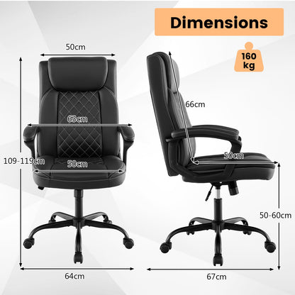 Swivel Office Chair with Padded Armrests and Rolling Metal Base