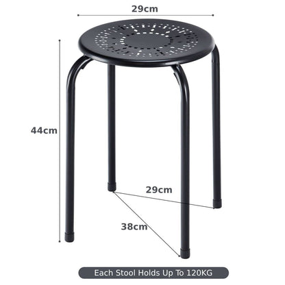 GiantexUK Set of 6 Steel Stacking Stools, Nesting Bar Chairs with Anti-Slip Feet & X-Shape Construction