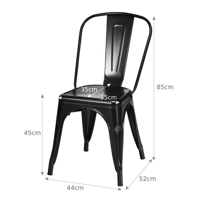 GiantexUK Dining Chairs Set of 4, Industrial Stackable Kitchen Chairs Seating with Back & Rubber Foot Pads