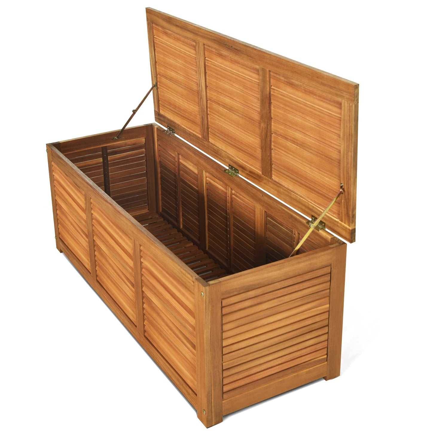 GiantexUK Garden Deck Box, 180L Outdoor Storage Bench with Lid, Wooden Chest Container for Patio Cushions and Gardening Tools