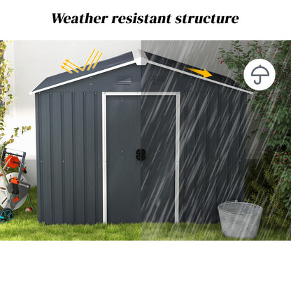 GiantexUK 8x6FT Metal Garden Shed, Slope Roof Utility Shed Building for Backyard Garage