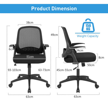 Mesh Office Chair, Height Adjustable Swivel Computer Desk Chair, Ergonomic Mid-Back