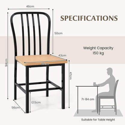 GiantexUK Dining Chairs Set of 2/4, Metal Frame Kitchen Chairs with Spindle Backrest, Footrests & Non-Slip Foot Pads