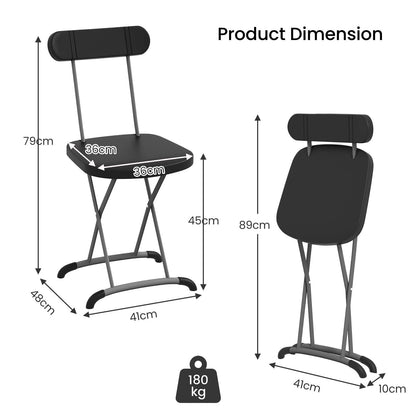 GiantexUK Set of 2 Folding Chairs, Foldable Metal Frame Dining Chairs with Backrest & Curved Feet