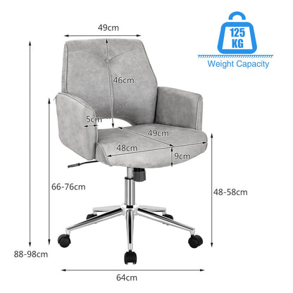 Faux Leather Office Chair, Ergonomic Swivel Computer Desk Chair Tufted Leisure Accent Armchair