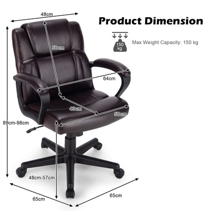 330LBS Big & Tall Executive Office Chair, Height Adjustable Leather Computer Desk Chair, Brown