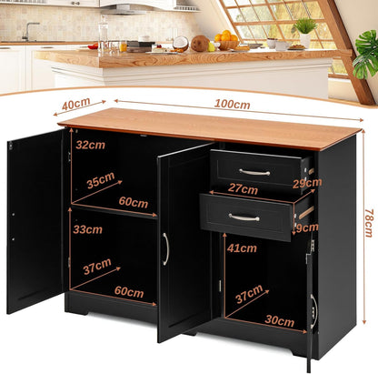 GiantexUK Buffet Sideboard, Wooden Storage Cabinet with Adjustable Shelf, 2 Drawers and 3 Door