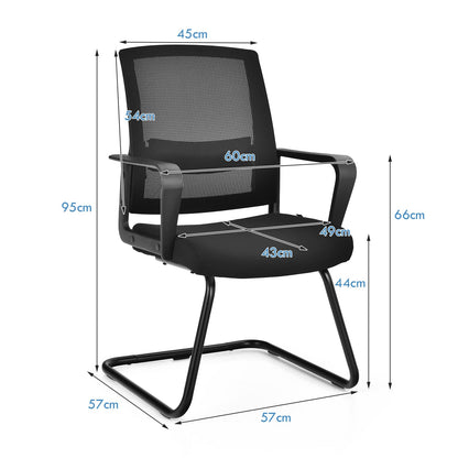 Meeting Office Chairs, Mid-Back Mesh Reception Chair with Adjustable Lumbar Support and Sled Base