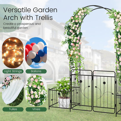 GiantexUK Garden Arch with Gate & Planter Boxes