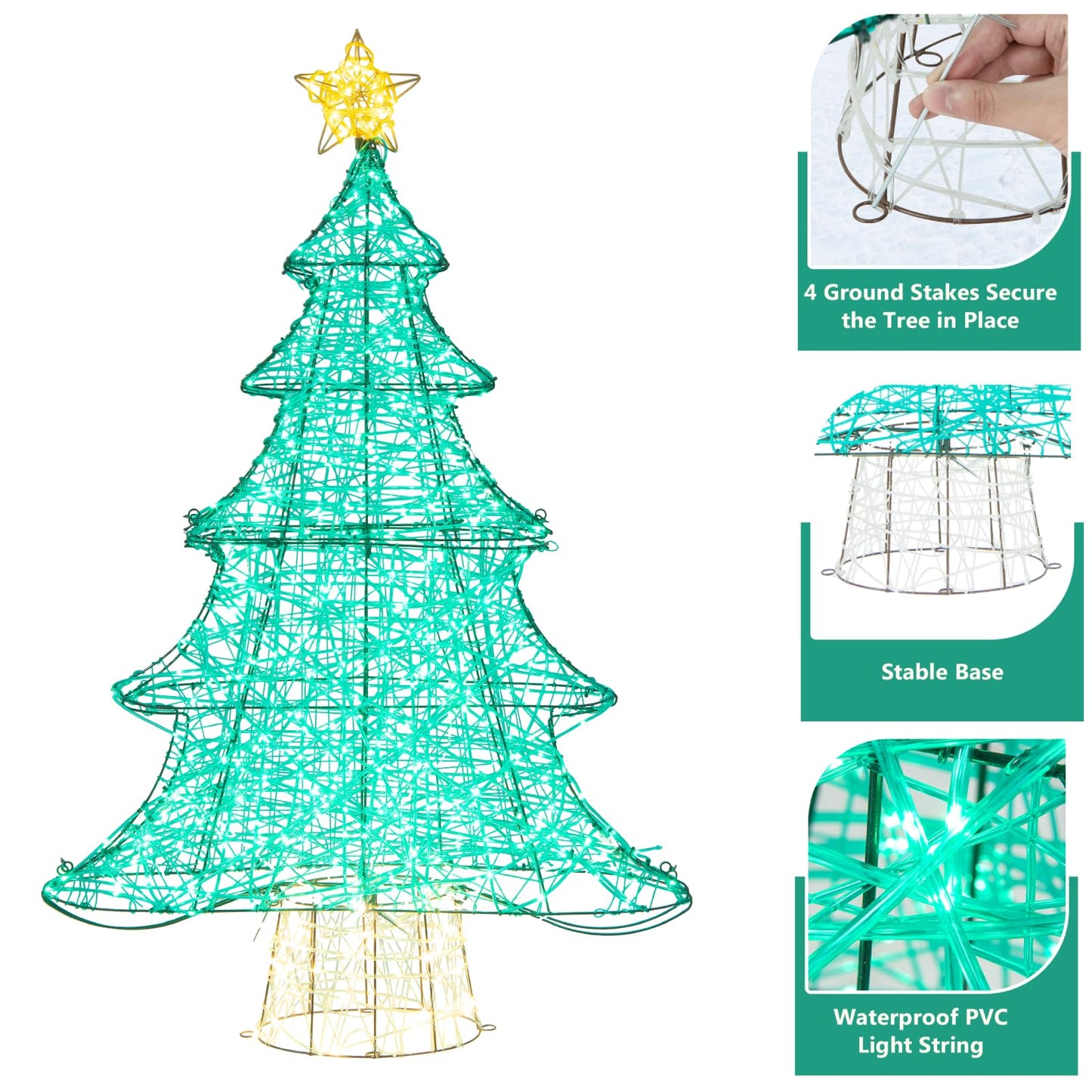 4FT Lighted Christmas Tree, Pre-Lit Artificial Xmas Trees with Top Star