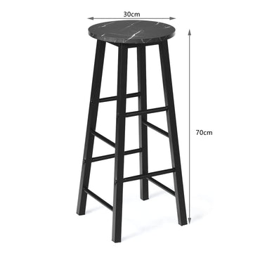 GiantexUK Bar Stools Set of 2, Marble Effect Counter Breakfast Barstools with Footrest & Anti-slip Footpads