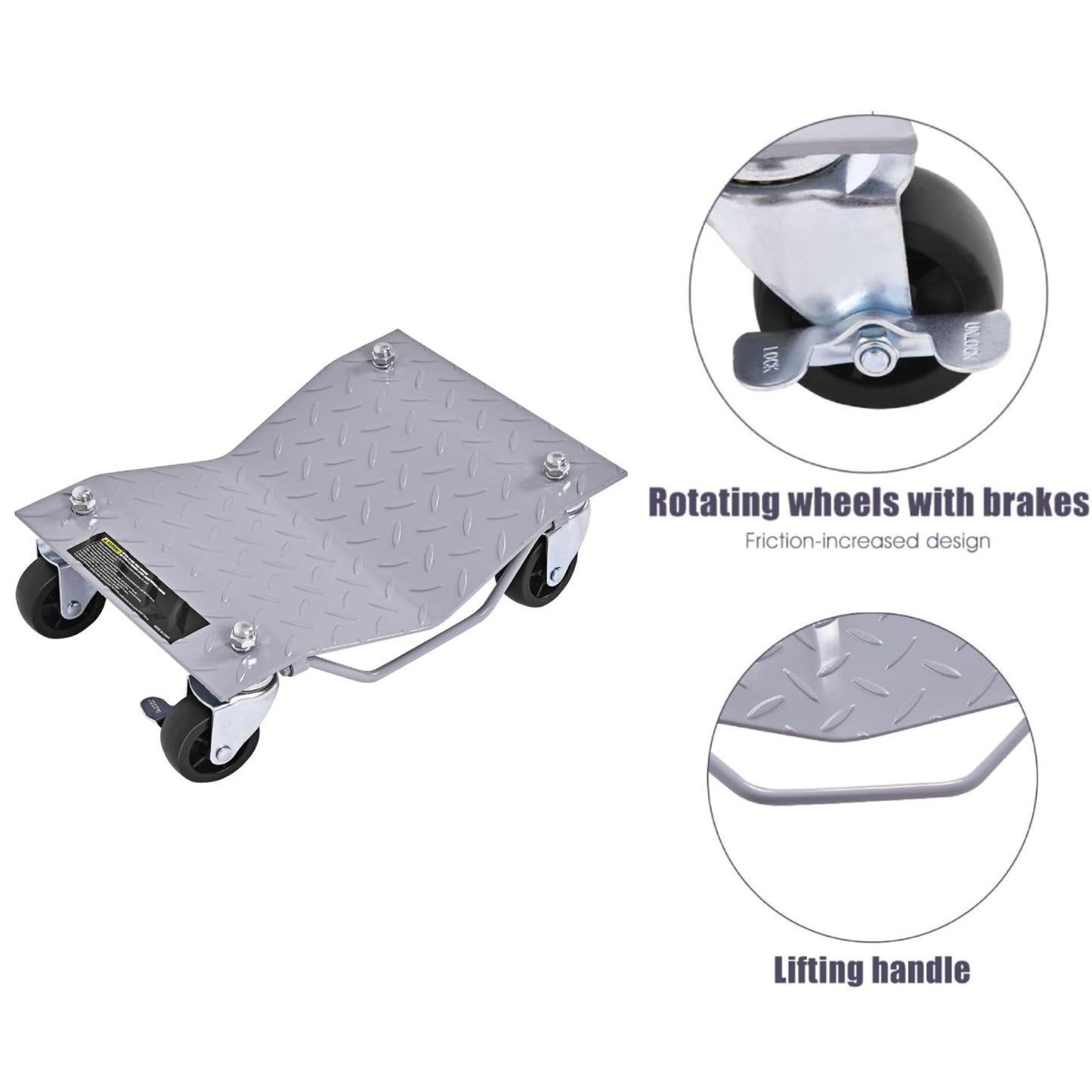 GiantexUK 4 Pack Tire Wheel Dollies, 2720KG Heavy Duty Car Tire Skates Positioning Trolley with Wheels