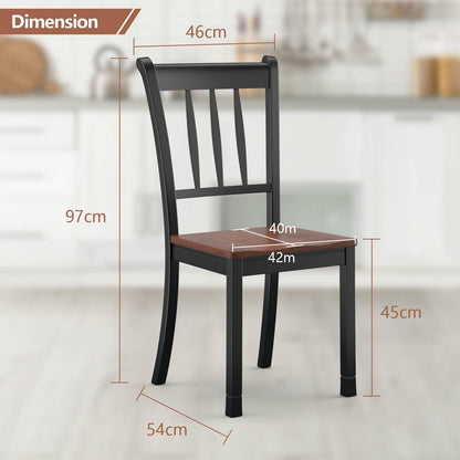 GiantexUK Dining Chairs Set of 2, Rubber Wood Kitchen Chairs with High Backrest