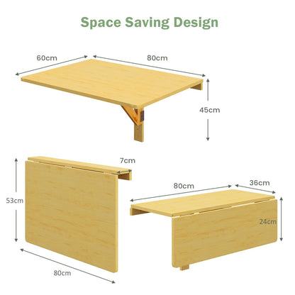 Wall-mounted Drop-leaf Table, Folding Floating Laptop Desk, 80x60CM, Capacity 20KG