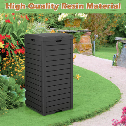 GiantexUK 140L/31 Gallon Outdoor Resin Trash Can, Waterproof Garbage Can with Dual Lid