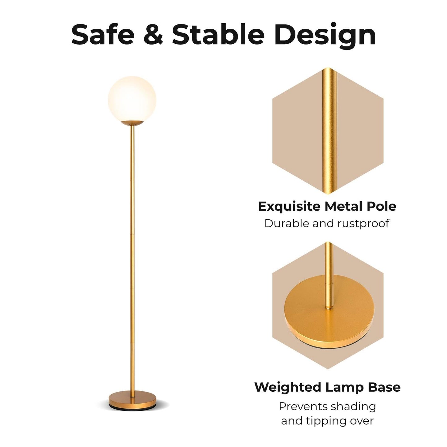 GiantexUK Globe Floor Lamp, Metal Frame Standing Corner Lamp with Acrylic Lampshade